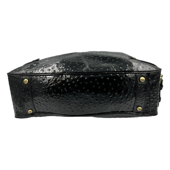 LILY VASAELINI Ostrich Skin Leather Satchel Black - Picture 11 of 13